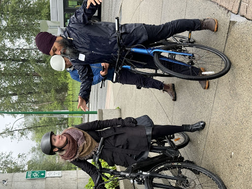 Laura Jane discusses cycling infrastructure with Federal NDP Leader Jagmeet Singh.