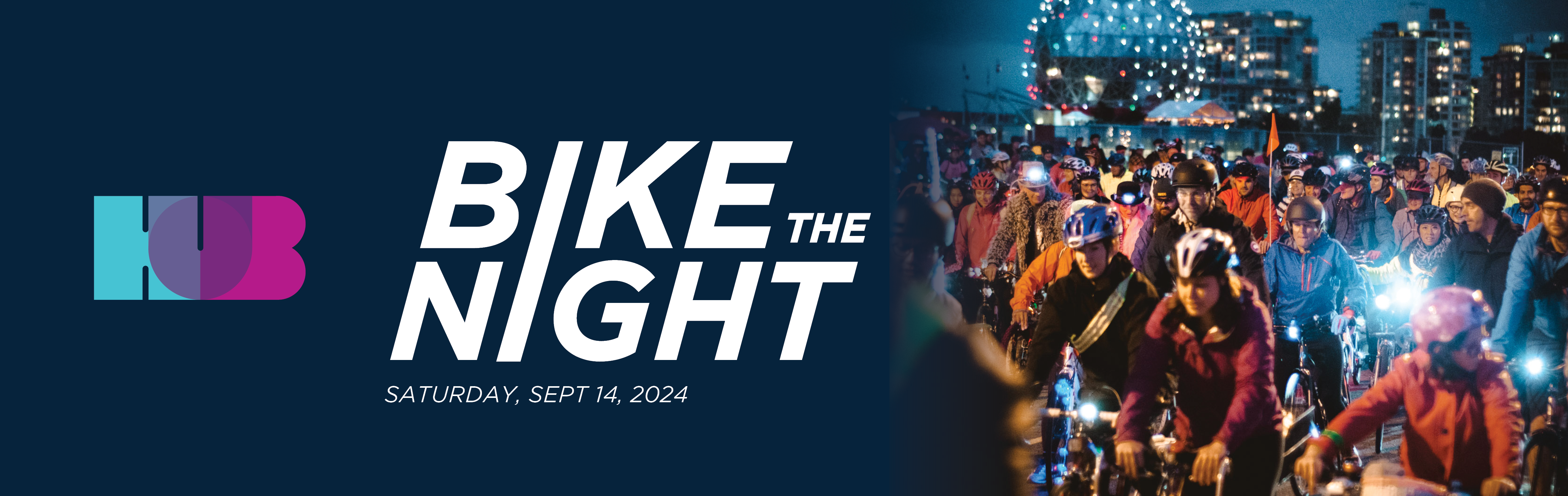 Bike the Night banner. 2024 event takes place on Saturday, September 14, 2024.
