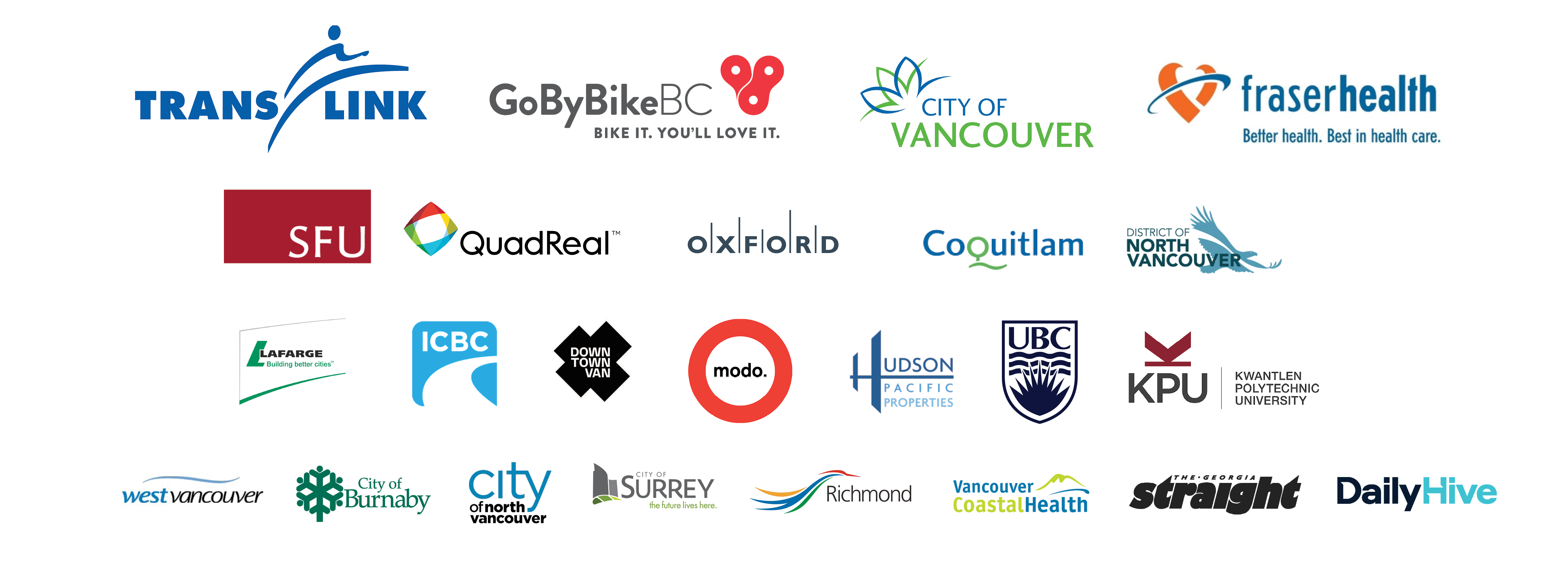 Fall 2023 Go by Bike Weeks sponsor slurry of logos