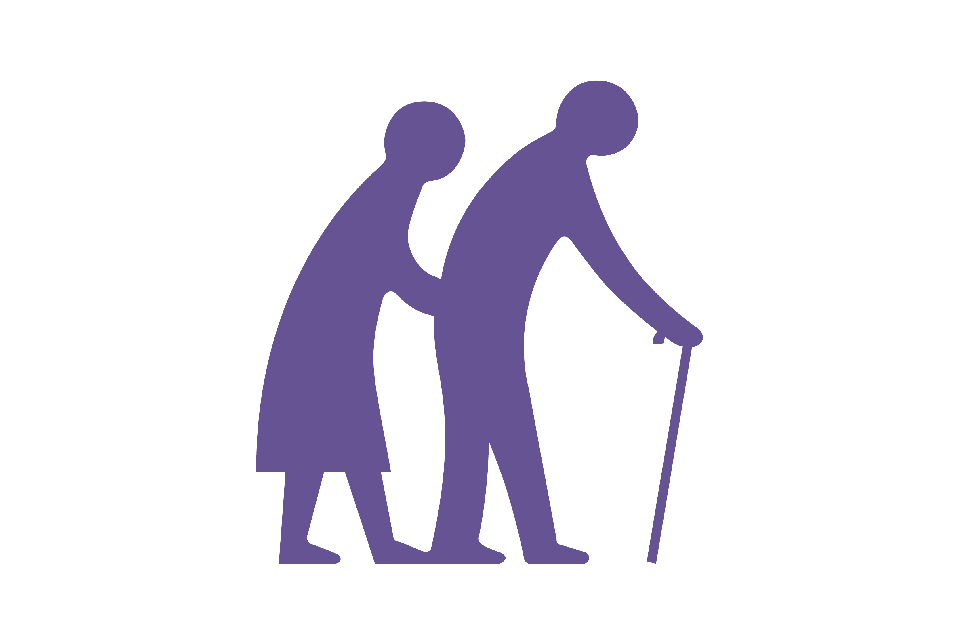 An icon of an elderly couple walking. The man is holding a cane.