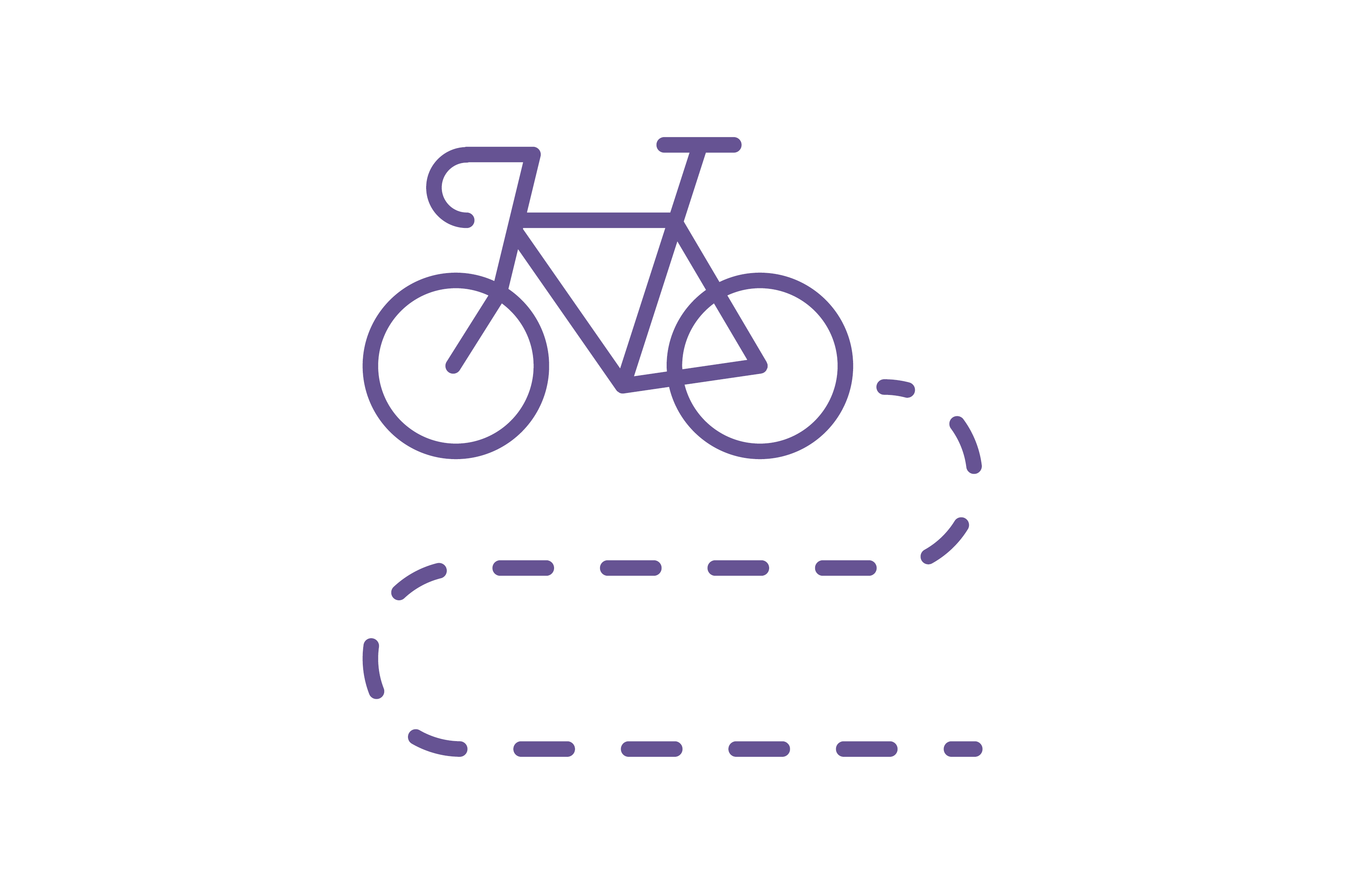 An icon of a bike with a dash of lines behind it to indicate the route the bike just rode.