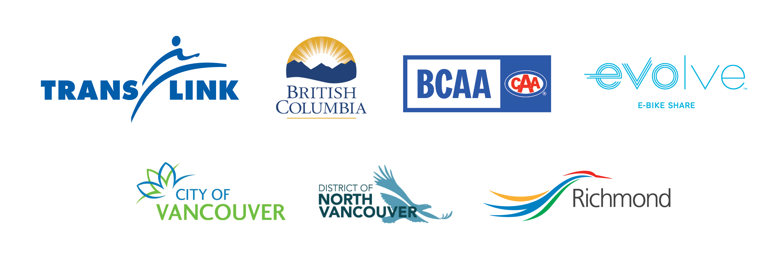 Sponsor slurry with logos from TransLink, the B.C. Government, BCAA, Evolve, the City of Vancouver, the District of North Vancouver, and the City of Richmond.