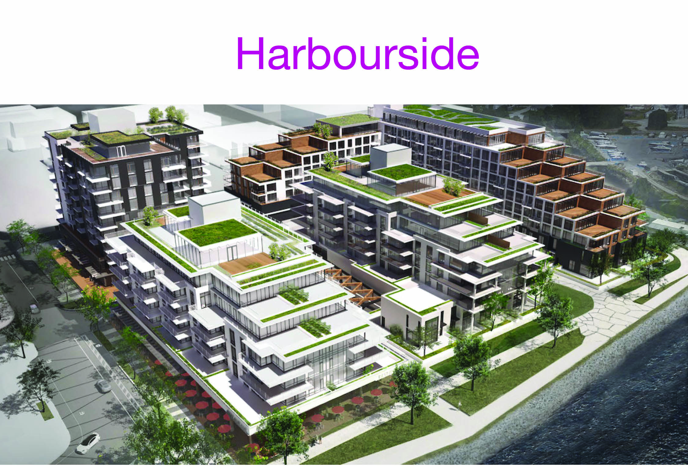 Harbourside Case Study with image of proposed development that has three buildings