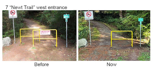 7 "Newt Trail" west entrance before and after maze gate removal